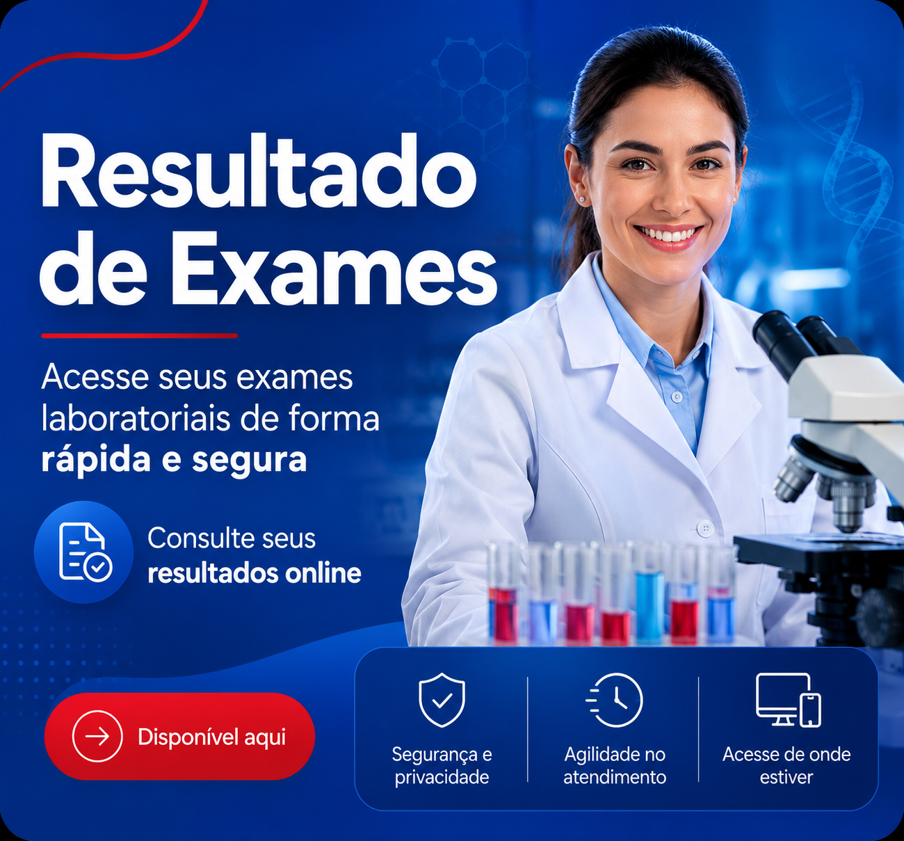 Resultado de Exames - Acesse seus exames laboratoriais de forma rápida e segura